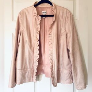 EUC | Chico’s Pale Pink Snakeskin Ruffle Blazer | Size 16 / Chico’s 3